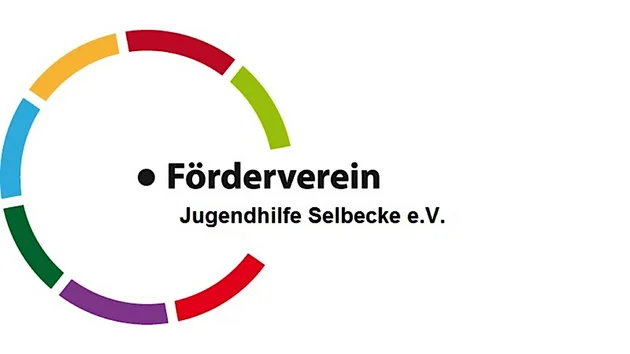 Logo des Fördervereins Jugendhilfe Selbecke e.V. Es besteht aus einem teilweise geschlossenen Kreis mit bunten Segmenten in Blau, Grün, Rot, Lila und Gelb. Daneben steht in schwarzer Schrift „Förderverein Jugendhilfe Selbecke e.V.“ auf weißem Hintergrund.